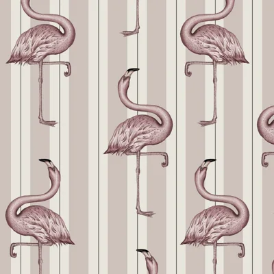 Flamboyance 9.84' L x 70.8" W Wallpaper Roll — Off White,Pink