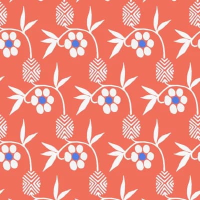 Nomad Kimono Flower Wallpaper Roll — Bleached Coral