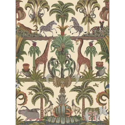 Ardmore-Jabula Afrika Kingdom 33' L x 27" W Wallpaper Roll — Olive Green,Spring Green,Cream