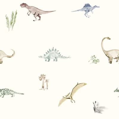 Dinosaur March 33' L x 20.5" W  Wallpaper Roll — Multi