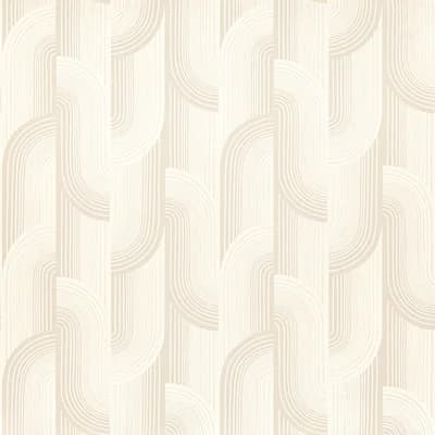 Precious Weaves Collection Geometric Swirls Wallpaper Roll — Cream