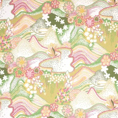 Schumacher x Clements Ribeiro Daisy Chain Wallpaper — Green,Pink