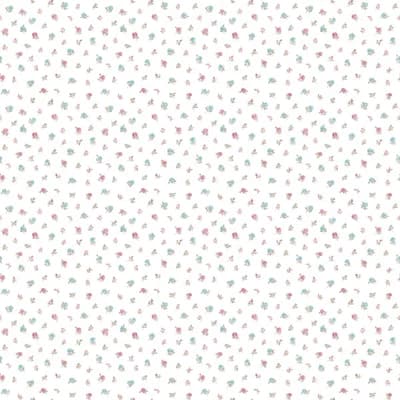 Country Cottage Floral Toss Design 33' L x 21" W Wallpaper Roll — Red,Blue