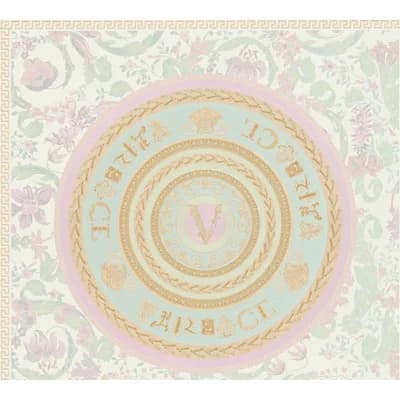 Versace Luminous Ember Unpasted Vinyl Wallpaper — Cream,Gold,Pink,Green