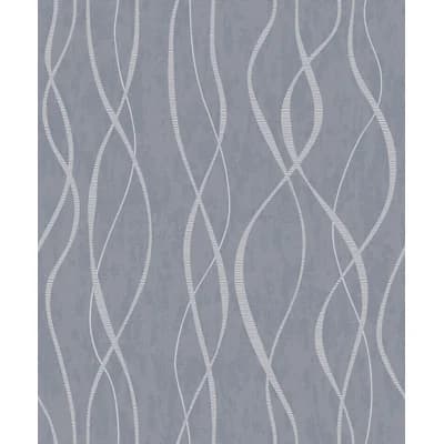 Special FX 2 Glitter Ribbons Design Wallpaper Roll — Blue,Silver,Gray