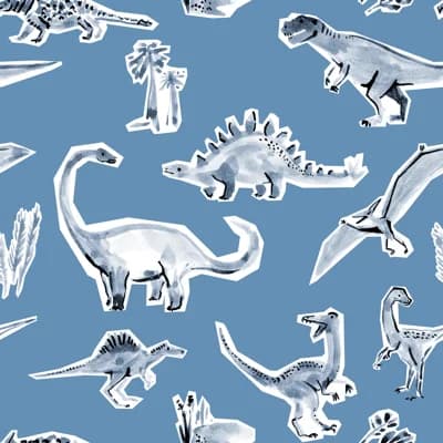 Prehistoric Party 33' L x 20.5" W  Wallpaper Roll — Blue