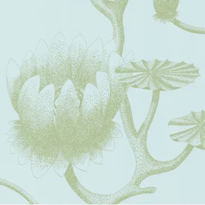 Lily Floral Non-Pasted Wallpaper Roll — Sage,Pale Blue
