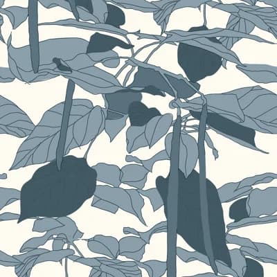 Canopy Sketch Floral Matte Wallpaper Roll — Blue