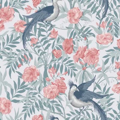 Laura Ashley Osterley Rosewood Wallpaper — Orange,Beige,Green