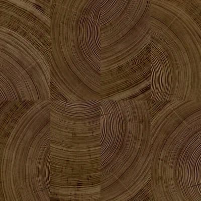 Karuna Collection Geometric Wooden Swirl Wallpaper Roll — Dark Brown