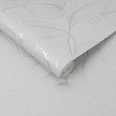 Merauke Floral Non-Pasted Matte and Metallic Wallpaper Roll — Moonstone
