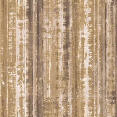 Grunge Metallic Rusty Corrugated Metal Effect 33' L x 21" W Wallpaper Roll — Gold
