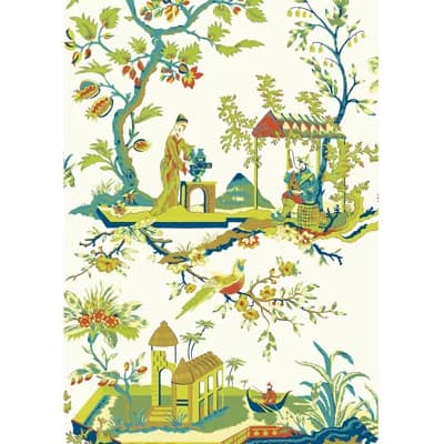 Ch'In Ling Animal Print Non-Pasted Wallpaper Roll — Multicolor on Ivory
