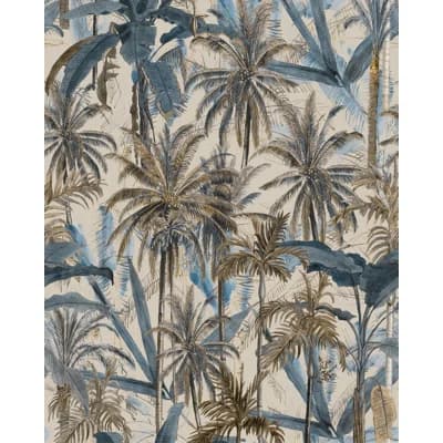 Tropical Wanderlust Non-Pasted Matte Wallpaper Roll — Taupe,Blue,Brown