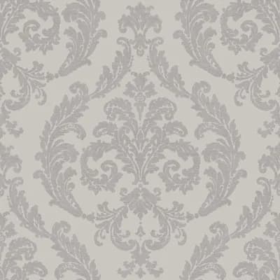 Palazzo 2 Silk Damask Wallpaper Roll — Light Taupe,Gray