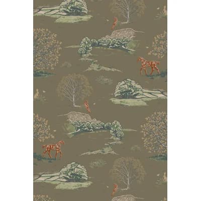Countryside Toile - Danielle Demers Studio Licensed Design — Brown,Green,Red
