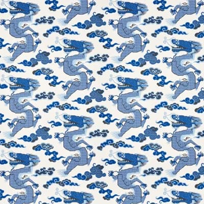 Schumacher x Johnson Hartig Magical Ming Dragon Wallpaper — Porcelain