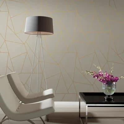Antonina Vella Mixed Metals Geometric Non-Pasted Metallic Wallpaper Double Roll — White,Silver