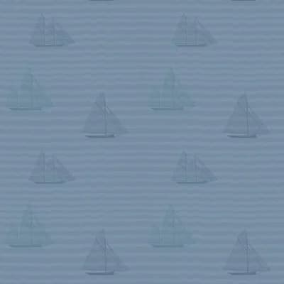 Kids Sailboats 10' L x 24" W Peel and Stick Wallpaper Tile — Blue