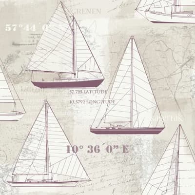 Skagen Sail Boats 33' L x 21" W Wallpaper Roll — Purple