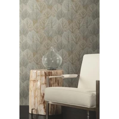 Floral Peel & Stick Metallic Wallpaper Roll — Warm Taupe