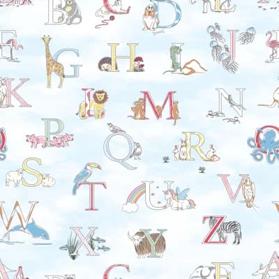 Just 4 Kids 2 Alphabet Animals 33' L x 21" W Wallpaper Roll — Blue