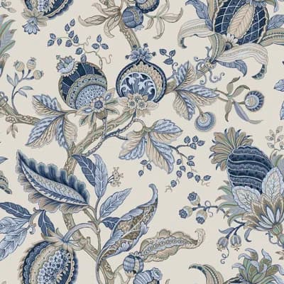 Cottage Chic Cottage Chic Botantical Floral Leaves EcoDeco Material 33' L x 21" W Wallpaper Roll — Blue