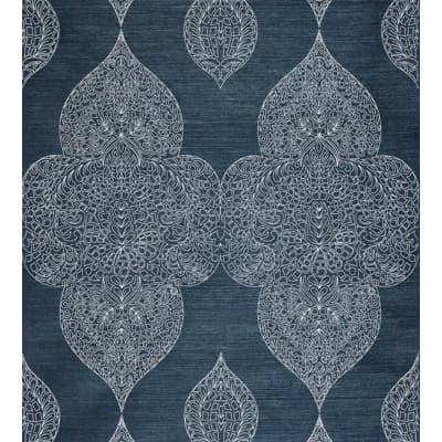 The MET x The House of Scalamandre Taj Embroidered Sisal — Indigo