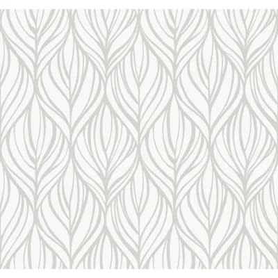 Floral Non-Pasted Wallpaper Roll by Candice Olson — White,Silver