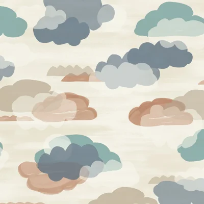 Little Dreamers Collection Clouds Wallpaper Roll — Blue