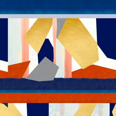 The Art of Abstract Non-Pasted Matte Wallpaper Roll — Red,Blue,Gold