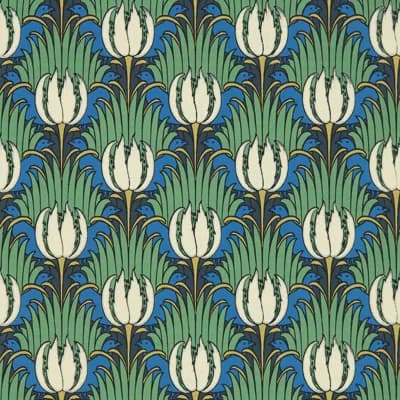 Tulip & Bird Wallpaper — Goblin Green,Raven
