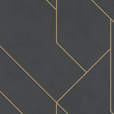 Exposed Geometric Three Dimensional Metallic Lines 33' L x 21" W Wallpaper Roll — Black