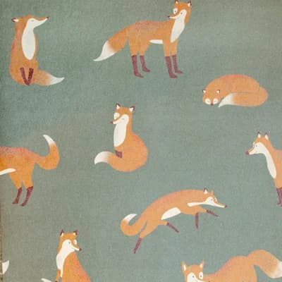 Great Kids Collection Smooth Glitter Friendly Foxes Wallpaper Roll — Dark Green