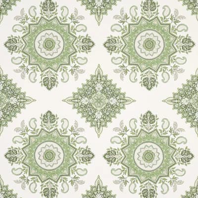 Schumacher x Mark D. Sikes Montecito Medallion Wallpaper — Leaf Green
