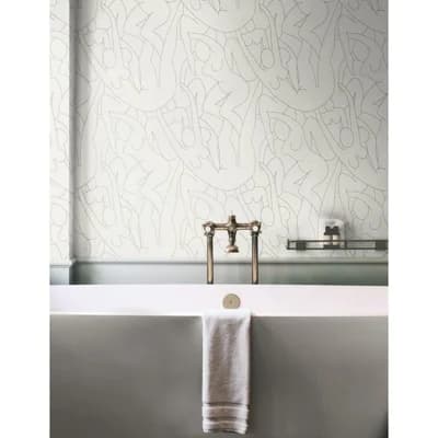 Head over Heels 33' L x 20.5" W Peel and Stick Wallpaper Roll — Beige,Metallic Glint