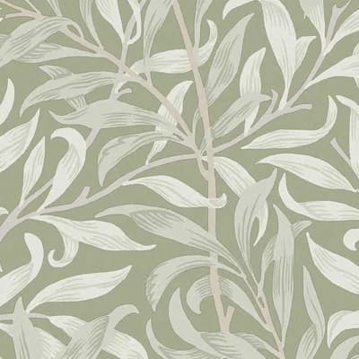 William Morris at Home SS24 Floral Non-Pasted Matte Wallpaper Double Roll — Deep Green