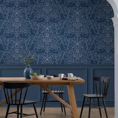 Laura Ashley Silchester Midnight Seaspray Blue Removable Wallpaper — Midnight Seaspray Blue