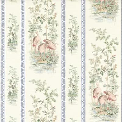 Storks & Thrushes Wallpaper — Beige,Green,Blue,Pink