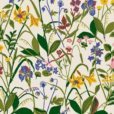 Boråstapeter Ros Och Lilja Wallpaper — Yellow,Green,Blue