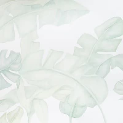 Floral Matte Wall Mural — White;Green