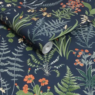 Graham & Brown Oshibana Blue Wallpaper — Blue