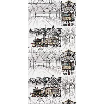 Trains Wallpaper — Multi On White