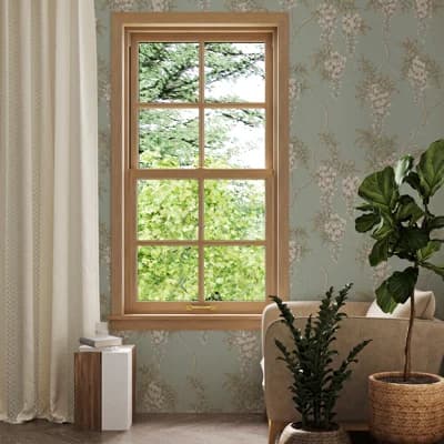 Zen Floral Non-Pasted Metallic Wallpaper Double Roll — Duck Egg