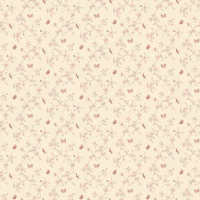 Miniatures 3 Collection Butterfly and Dragonfly Botanical Trail Wallpaper Roll — Red,Cream