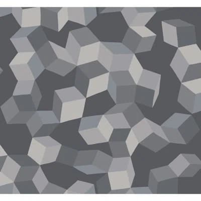Puzzle Geometric Non-Pasted Wallpaper Roll — Gray,Black