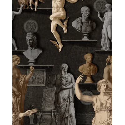 The Artists House Non-Pasted Satin Wallpaper Roll — Blue,Gray,Pink,Taupe