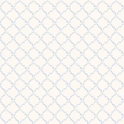 Miniatures 2 Geometric Floral Trellis Design 33' L x 21" W Wallpaper Roll — Blue,White