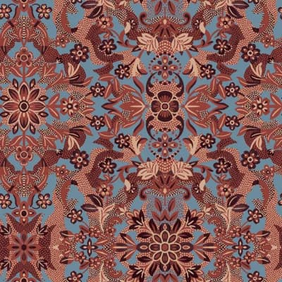 16.5' L x 20.5" W Ikat Peel and Stick Wallpaper Roll — Ruby Blue