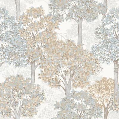 Little Explorers 2 Cottage Tree Wallpaper Roll — Blue